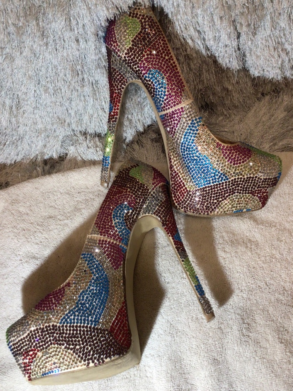 Steve Madden multicolored rainbow crystal encrusted stiletto pump